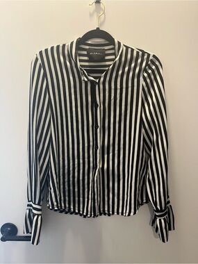 New Collection Black & White Stripe Long-Sleeve Shirt